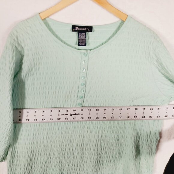 Denim & Company XL, Mint Green Top, 3/4 Sleeve, Light Weight, Casual, Stretchy - Picture 8 of 14